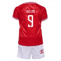 Fotballdrakt Barn Danmark Rasmus Hojlund #9 Hjemmedraktsett EM 2024 Kortermet (+ Korte bukser)